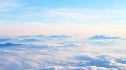 Fototapeta premium Aerial view White clouds in blue sky. Top. View from drone. Aerial bird's eye. Aerial top view cloudscape. Sky background