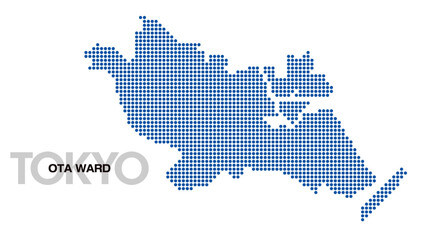 Obraz premium 東京都大田区のドット地図