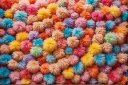 Rainbow Colorful Fluffy Fur Ball Texture Wallpaper, Colorful Fluffy Background, Fluffy Fur Background, Fur Texture Background, AI Generative