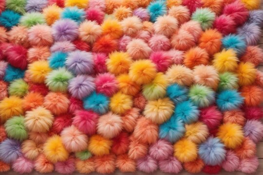 Rainbow Colorful Fluffy Fur Ball Texture Wallpaper, Colorful Fluffy Background, Fluffy Fur Background, Fur Texture Background, AI Generative