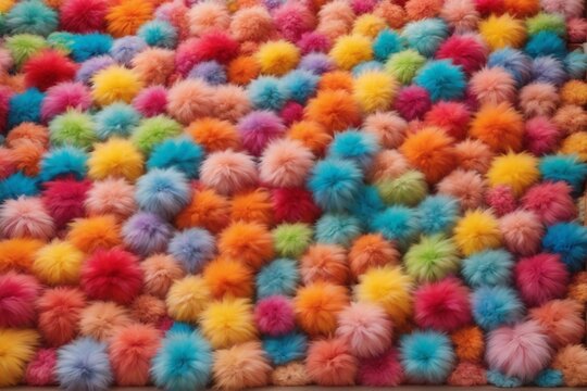 Rainbow Colorful Fluffy Fur Ball Texture Wallpaper, Colorful Fluffy Background, Fluffy Fur Background, Fur Texture Background, AI Generative