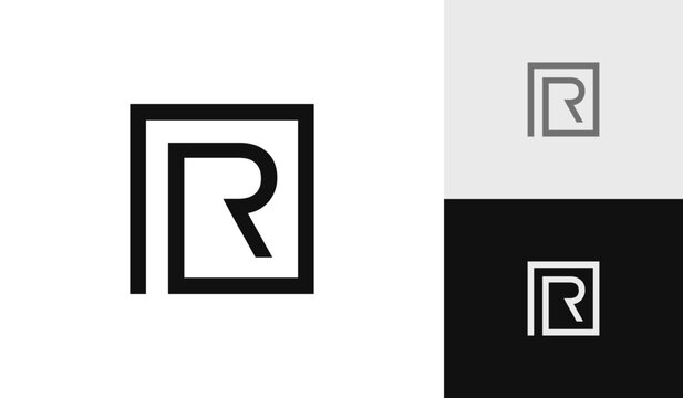 Letter R with square initial monogram logo design