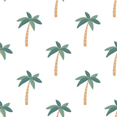 Seamless pattern with green palm trees - 641549440