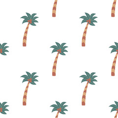 Seamless pattern with green palm trees - 641549451