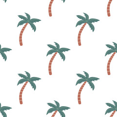 Seamless pattern with green palm trees - 641549489