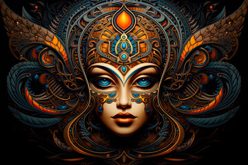 carnival mask isolated on black with a woman face