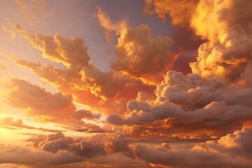 Senset Golden Clouds Background, Sunset Cloud Background, Clouds Background, Sky Background, Clouds Texture, AI Generative - obrazy, fototapety, plakaty