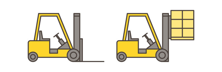 Cute vector illustration material of forklift seen from the side