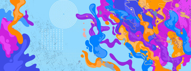 Blue violet and orange modern abstract liquid banner