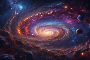 Spiral Universe Background, Space Background, Galaxy background, Milky Way Background, AI Generative
