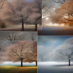 An abstract representation of the four seasons, seamlessly transitioning from spring to winter2