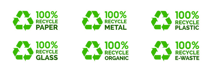 Set of symbols and signs for design of recycle label products	.