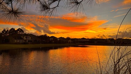 sunset over the river