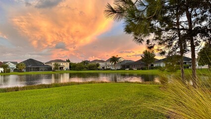 sunset over the lake in Florida 