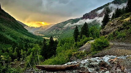 sunset in Colorado mountains