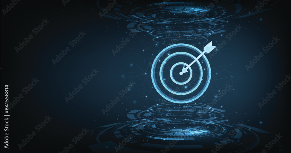 Fototapete set up objectives and targets for business investment concepts. the blue round-shaped target consist