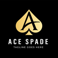 Ace Spade Scoop Monogram Logo Design with letter A