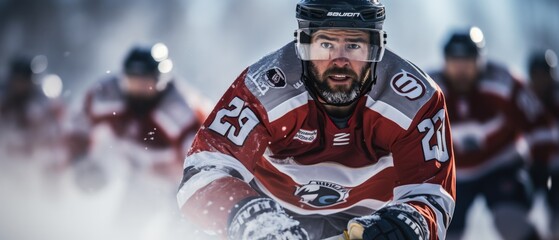 Fototapeta premium ice hockey player with stick in extreme action