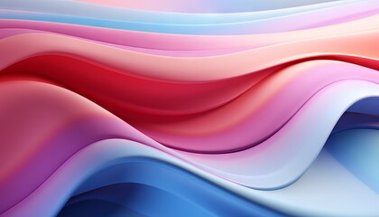 Fototapeta premium Abstract colorful fluorescent background of curvy ribbon. Modern wallpaper of folded paper. Pink yellow blue gradient