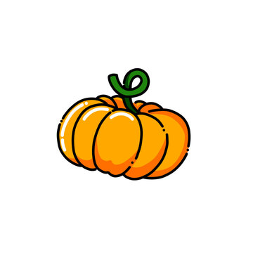 pumpkin icon in colors and filled outline style
