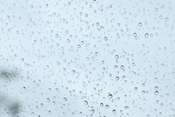 blur background with water drop on rainy day, water droplet on mirror