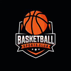 basketball vector graphic template. sport basket illustration in badge emblem patch label style.