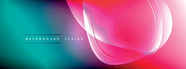 Vector abstract background - liquid transparent bubble shapes on fluid gradient with shadows and light effects