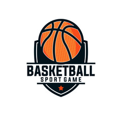 basketball vector graphic template. sport basket illustration in badge emblem patch label style.