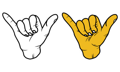 Shaka Hand Symbol Gesture vector