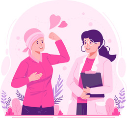 Breast Cancer Awareness Month. A Female Doctor Supporting a Woman Patient Fighting Breast Cancer