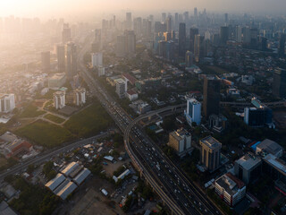 First time Light Trail Transit Train (LRT) operate in Jakarta, Indonesia. The LRT is going through...