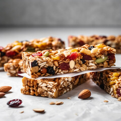 Healthy homemade Trail Mix Granola Bars with real fruit raisins berries and oats