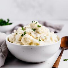 vegan meal of  cauliflower mashed potatoes vegan vegetable mash healthy delicious lunch dinner snack