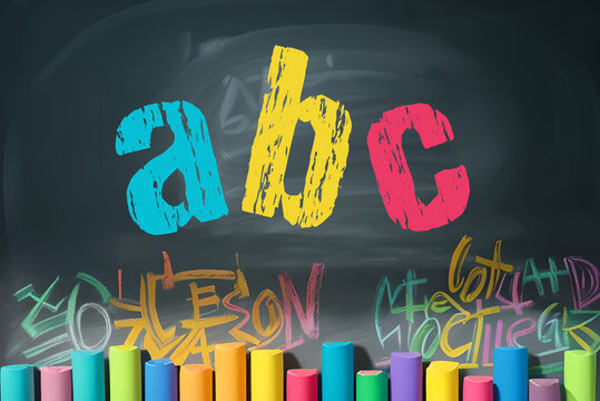 Schultafel und Buchstaben ABC