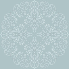 Classic seamless pattern. Damask light blue and white orient ornament. Classic vintage background. Orient ornament for fabric, wallpapers and packaging