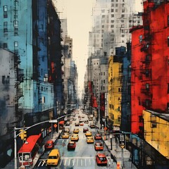 City view, digital art. Generative AI.