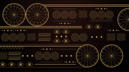 Gold and black modern art deco background with shapes