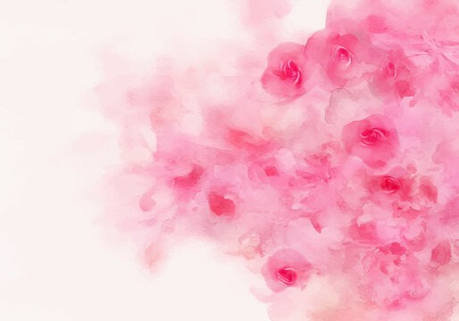 キレイ目水彩ピンクのバラのアブストラクト背景