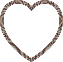 Heart Frame old Greek key pattern Greek meander pattern antique retro vintage meander old-fashioned design picture frame art and craft borders element decorate isolated background