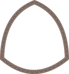 Curvilinear Triangle Frame geometric shape old Greek key pattern Greek meander pattern antique retro vintage meander old-fashioned design picture frame art and craft borders element decorate isolated 