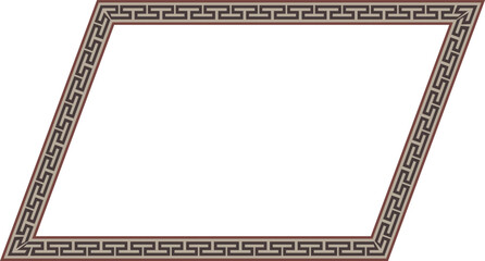 Parallelogram Frame geometric shape old Greek key pattern Greek meander pattern antique retro vintage meander old-fashioned design picture frame art and craft borders element decorate isolated 