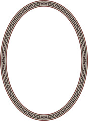 Oval Cushion Shape Frame geometric shape old Greek key pattern Greek meander pattern antique retro vintage meander old-fashioned design picture frame art and craft borders element decorate isolated 