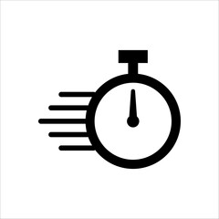 quick time icon, fast deadline, rapid line symbol on white background