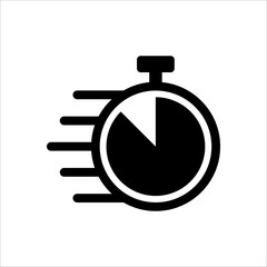 quick time icon, fast deadline, rapid line symbol on white background