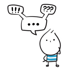 Think, Question, Solve problem Collection of hand drawn business worker icons. Vector illustration.	