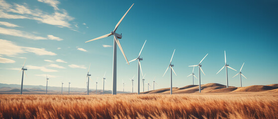 Windpark with Wind generator against Sky Panorama - renewable energy - generative AI