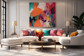 Premium room Interior with painting, canvas AI Generative Design