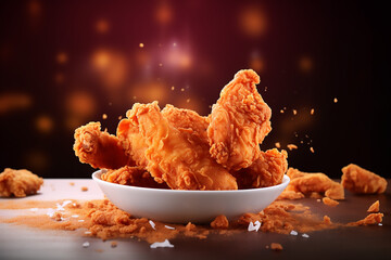 fish on a plate, fried shrimp on a plate, chicken wings, ai, ai generated, generated, ai generative, generative
