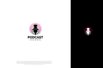 Audio microphone icon Podcast or Radio Logo design for application, studio, radio, broadcasting, user interface. Vector illustration