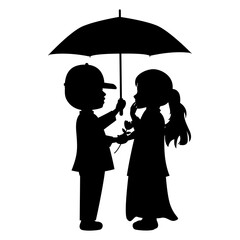 cite little boy and girl silhouette